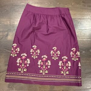 Talbots Plum Purple Skirt with Embroidered Floral Pattern
